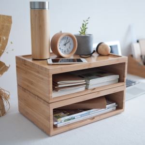 Бамбук Freestanding организатор для документов и книг