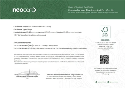 Новый FSC появился на фабрике PX Bamboo в 2018 году